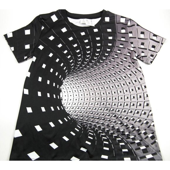 Men's Graphic Tee Shirt Abstract Pull Over Black Size Small Short Sleeve 3D Prin - Picture 1 of 5